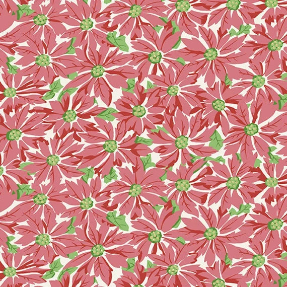 (5 yd) Andover/Makower UK Retro Ho Ho 572-E Pink Poinsettia