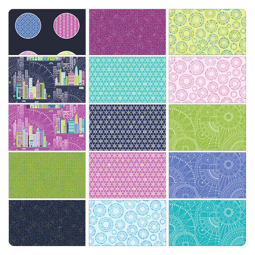 Benartex Cityscape Night Strip-pies - 40 2.5" Strips