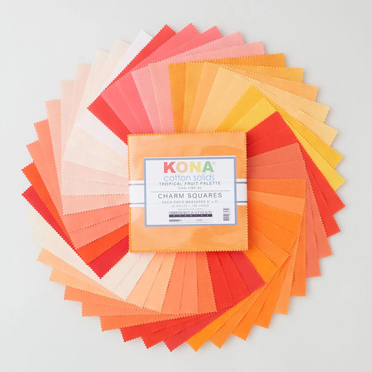 Charm Pack 5x5 Squares - Robert Kaufman Kona Solid Tropical Fruit Colorway - 40 5" Squares