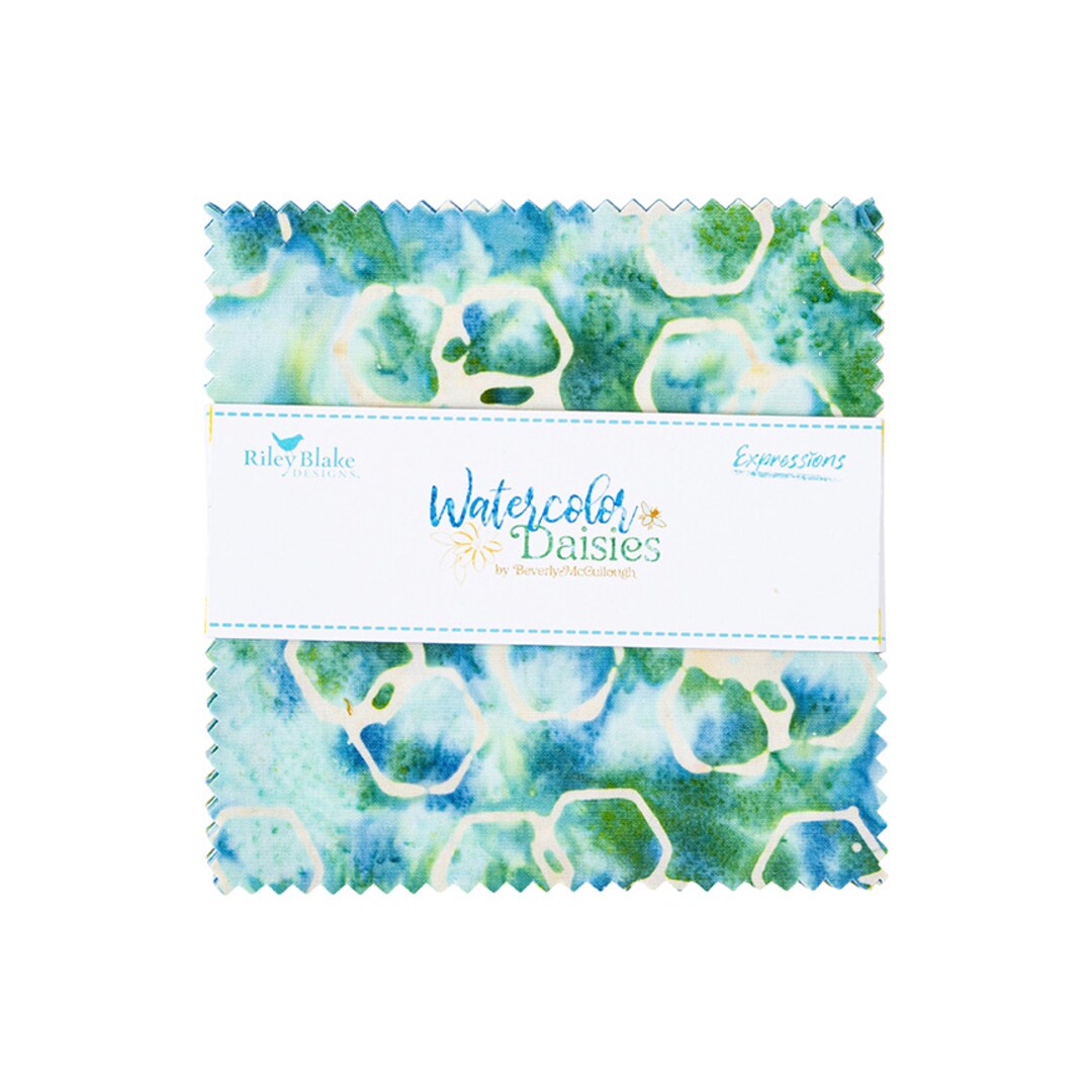 Charm Pack 5x5 Squares - Riley Blake Watercolor Daisies Batik 5-inch Stacker - 40 5" Squares