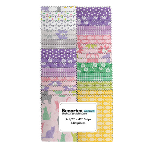Benartex Cozy Cats Strip-pies - 40 2.5" Strips