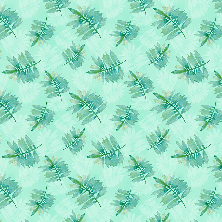 (2.5 yd) Wilmington Prints Underwater Wonders 36296-775 Leaf Toss Green