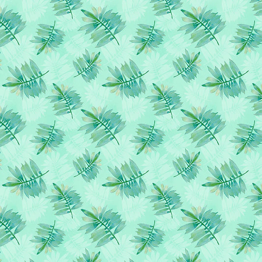 (2.5 yd) Wilmington Prints Underwater Wonders 36296-775 Leaf Toss Green