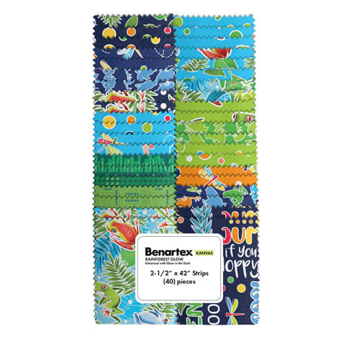 Benartex Rainforest Glow Strip-pies - 40 2.5" Strips