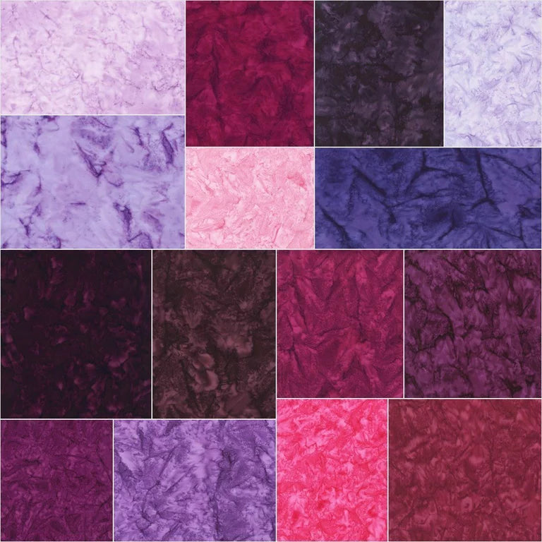 Robert Kaufman Artisan Batiks: Prisma Dyes, Plum Perfect Roll-up - 40 Total Strips