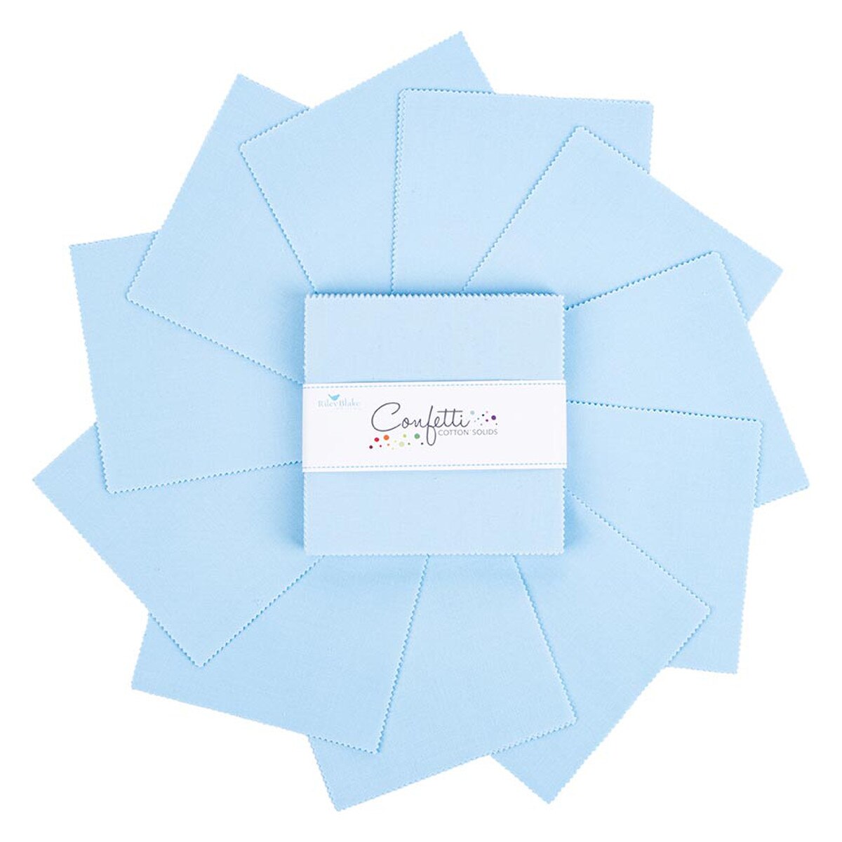Charm Pack 5x5 Squares - Riley Blake Confetti Cotton Solids Boy Blue 5-inch Stacker - 40 5" Square