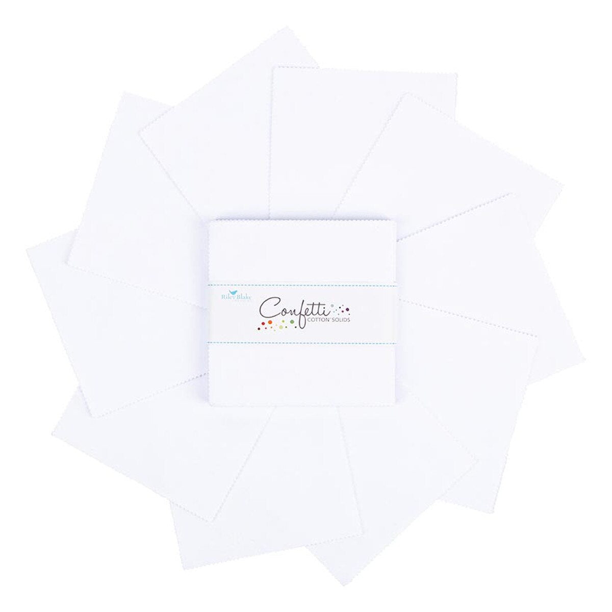 Charm Pack 5x5 Squares - Riley Blake Confetti Cotton Solids Bright White 5-inch Stacker - 40 5" Square
