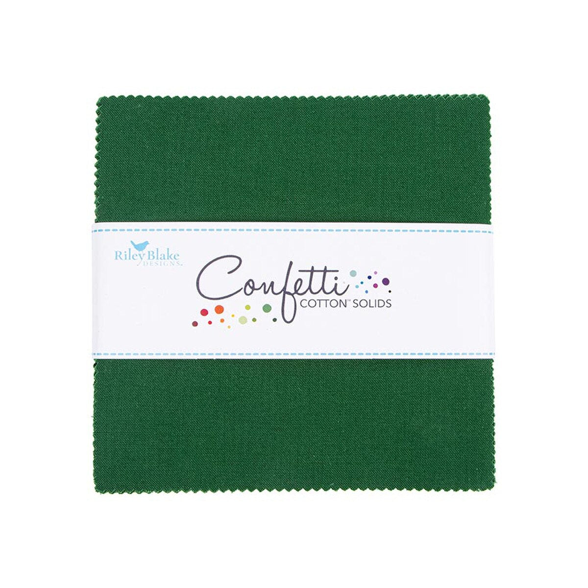 Charm Pack 5x5 Squares - Riley Blake Confetti Cotton Solids Christmas Green 5-inch Stacker - 40 5" Square