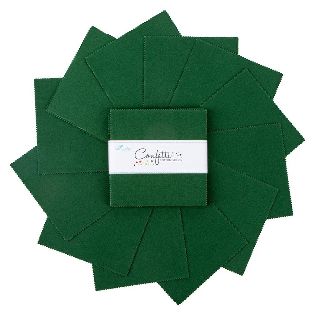 Charm Pack 5x5 Squares - Riley Blake Confetti Cotton Solids Christmas Green 5-inch Stacker - 40 5" Square
