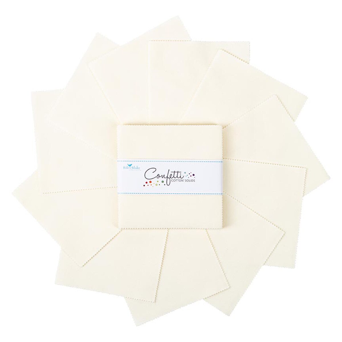Charm Pack 5x5 Squares - Riley Blake Confetti Cotton Solids LeCreme 5-inch Stacker - 40 5" Square