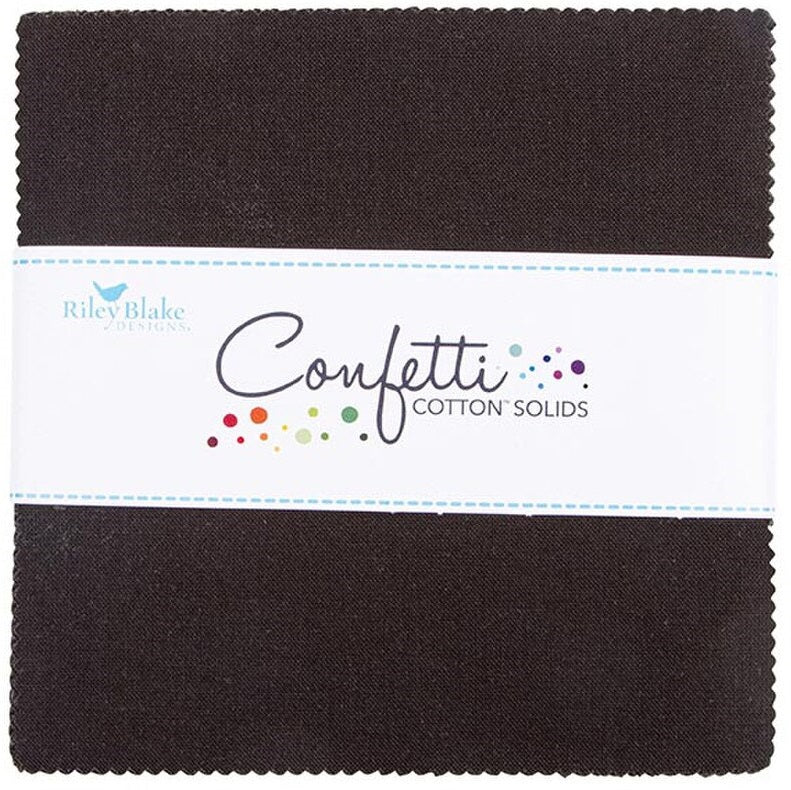 Charm Pack 5x5 Squares - Riley Blake Confetti Cotton Licorice 5-inch Stacker - 40 5" Square