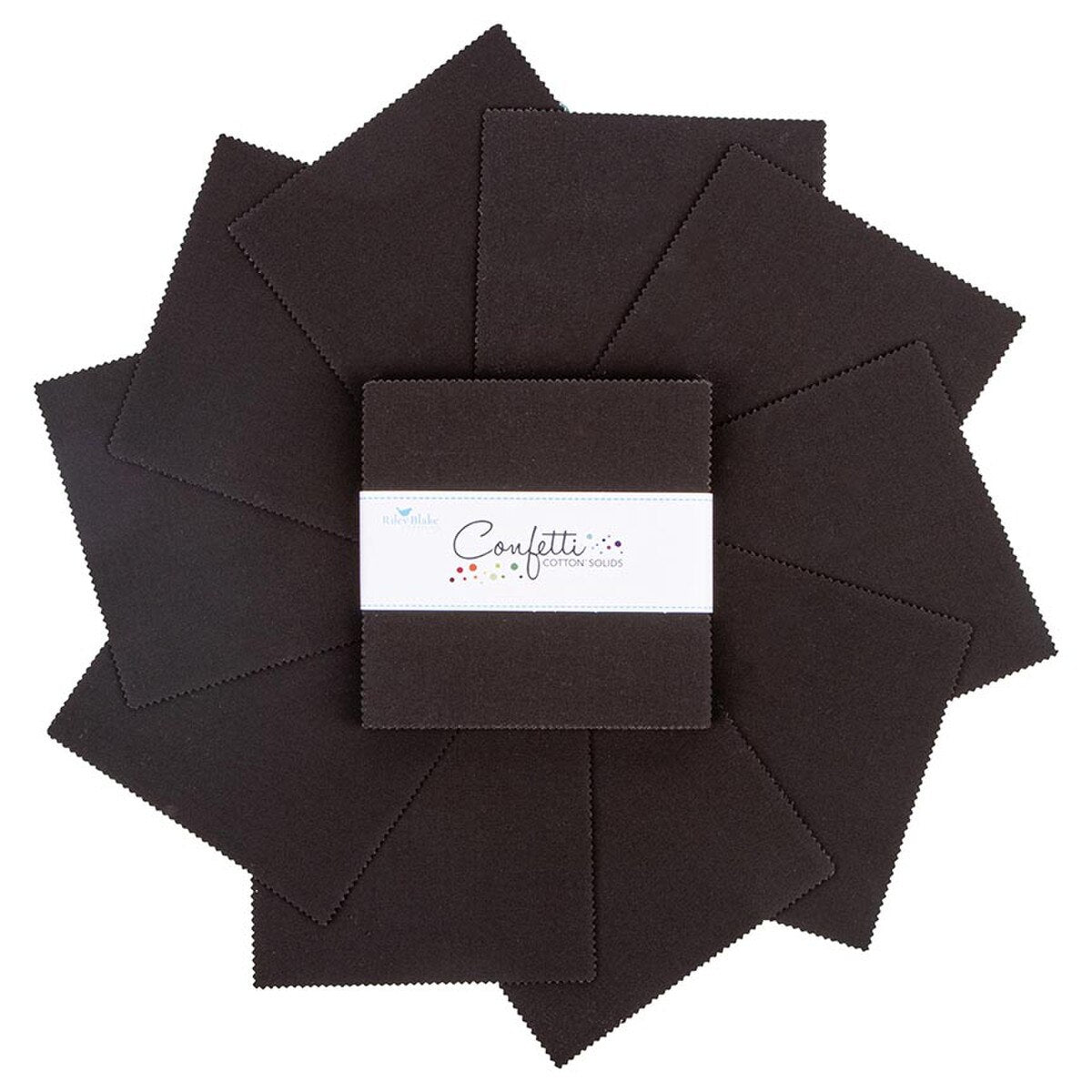 Charm Pack 5x5 Squares - Riley Blake Confetti Cotton Licorice 5-inch Stacker - 40 5" Square