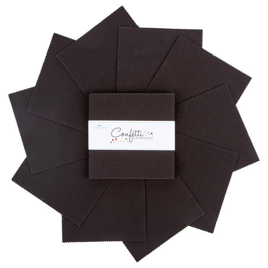 Charm Pack 5x5 Squares - Riley Blake Confetti Cotton Licorice 5-inch Stacker - 40 5" Square