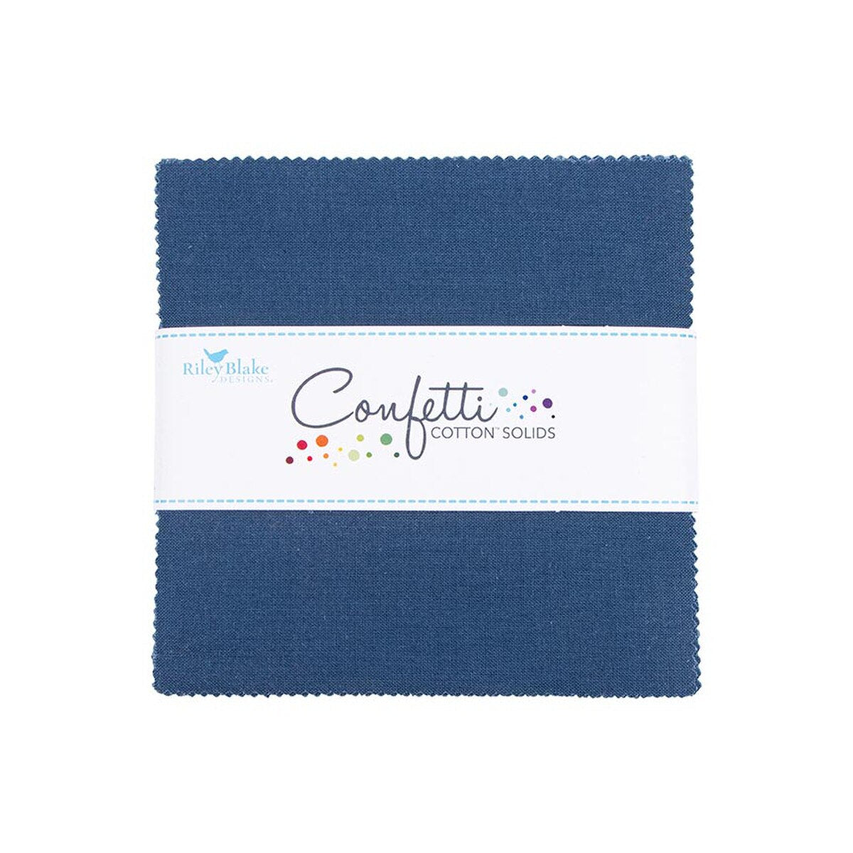 Charm Pack 5x5 Squares - Riley Blake Confetti Cotton Solids Oxford Blue 5-inch Stacker - 40 5" Square