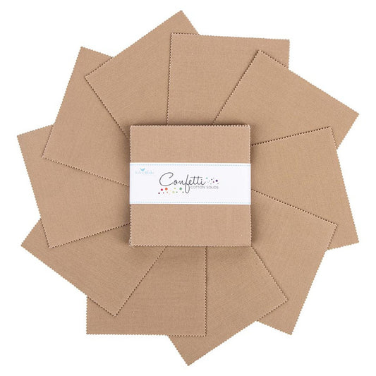 Charm Pack 5x5 Squares - Riley Blake Confetti Cotton Solids Pebble 5-inch Stacker - 40 5" Squares