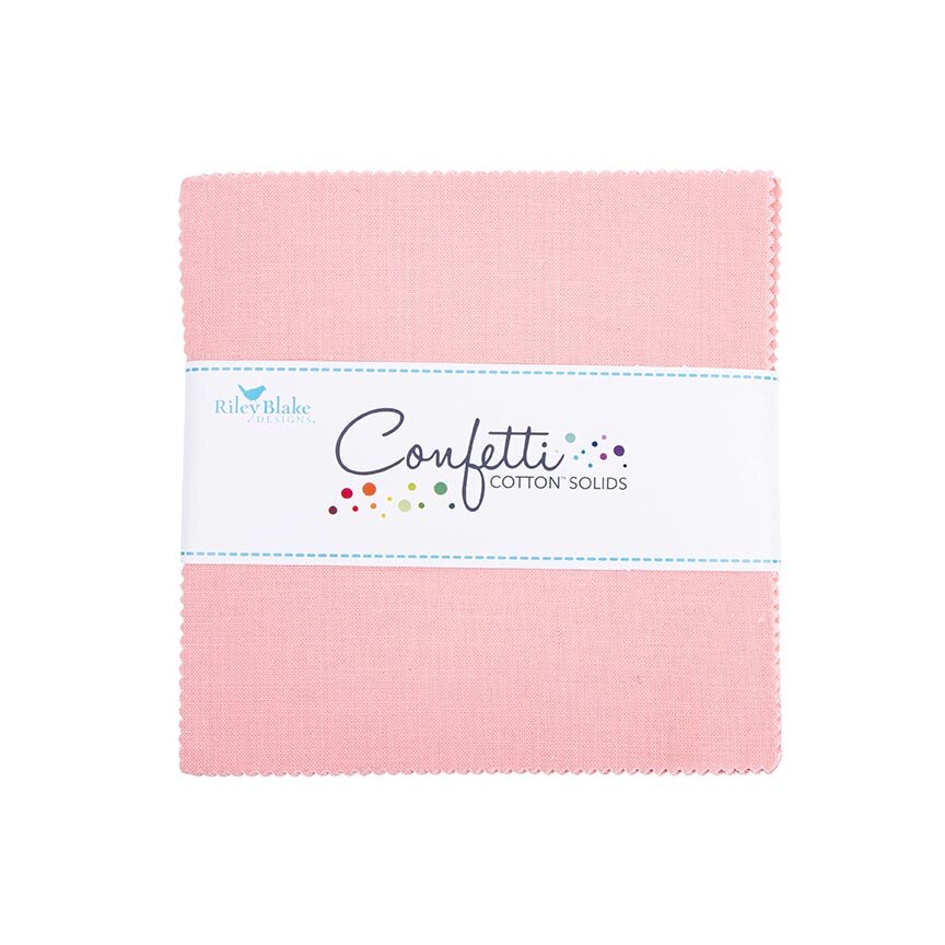 Charm Pack 5x5 Squares - Riley Blake Confetti Cotton Solids Pretty In Pink 5-inch Stacker - 40 5" Square