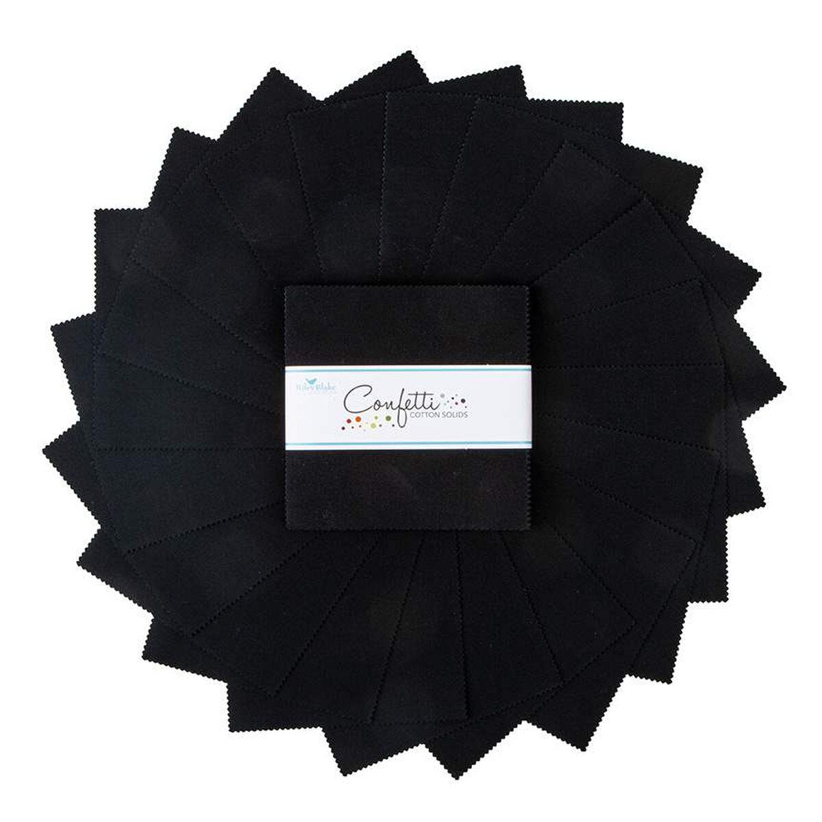 Charm Pack 5x5 Squares - Riley Blake Confetti Cotton Solids Black 5-inch Stacker - 40 5" Square