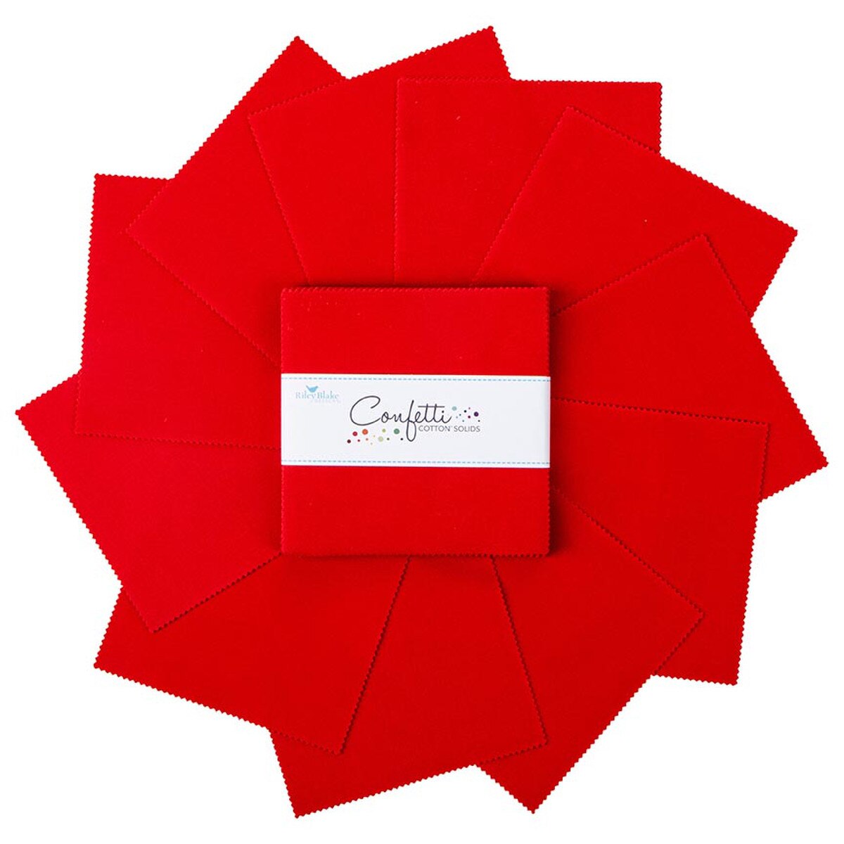 Charm Pack 5x5 Squares - Riley Blake Confetti Cotton Solids Schoolhouse Red 5-inch Stacker - 40 5" Square