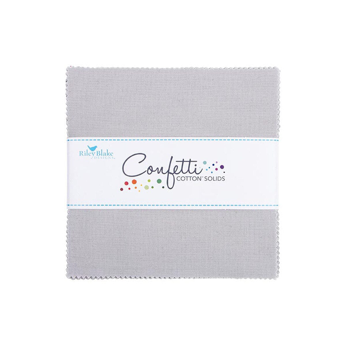 Charm Pack 5x5 Squares - Riley Blake Confetti Cotton Solids Silver 5-inch Stacker - 40 5" Square