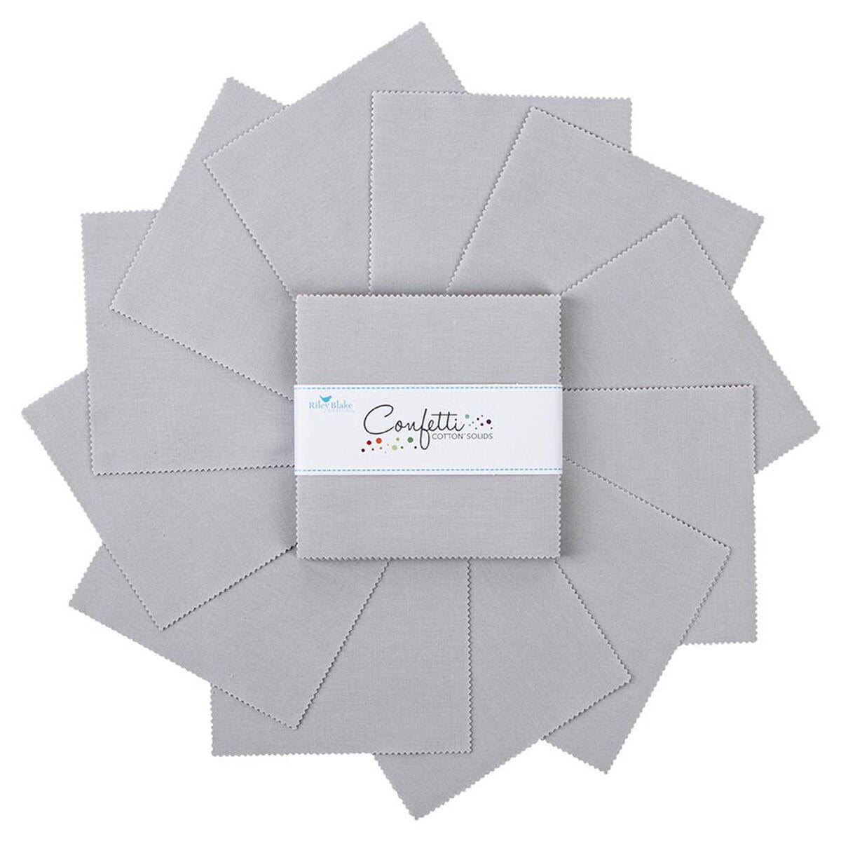 Charm Pack 5x5 Squares - Riley Blake Confetti Cotton Solids Silver 5-inch Stacker - 40 5" Square