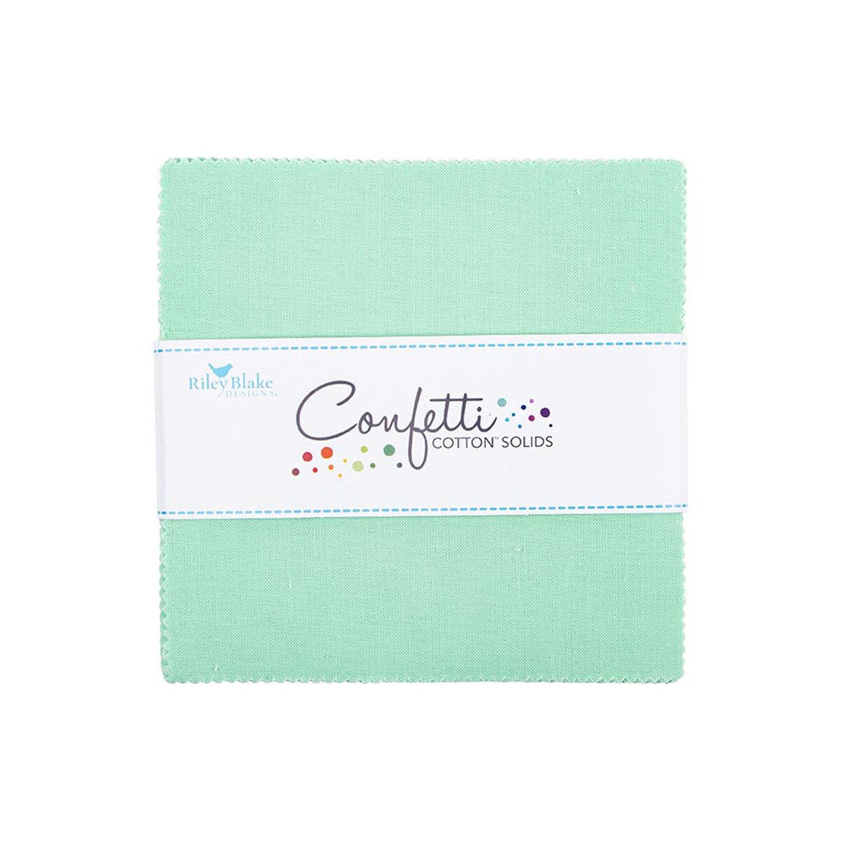 Charm Pack 5x5 Squares - Riley Blake Confetti Cotton Solids Sweet Mint 5-inch Stacker - 40 5" Squares
