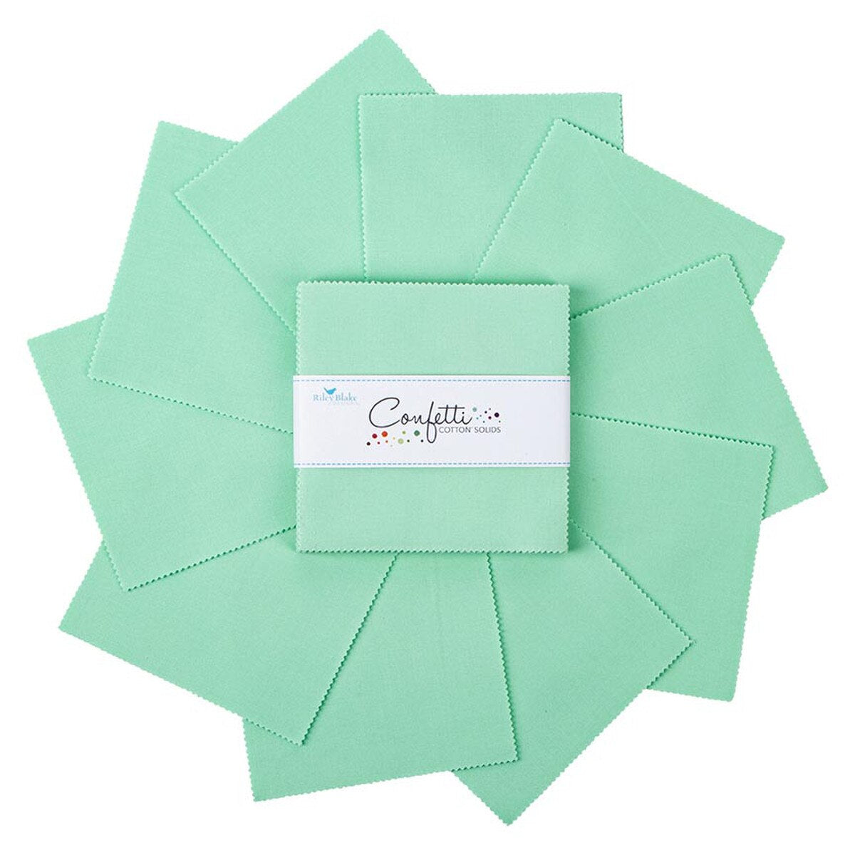 Charm Pack 5x5 Squares - Riley Blake Confetti Cotton Solids Sweet Mint 5-inch Stacker - 40 5" Squares