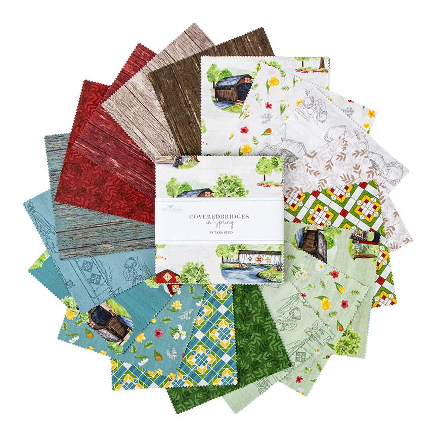Charm Pack 5x5 Squares - Riley Blake Covered Bridges In Spring 5-inch Stacker - 40 5" Squares