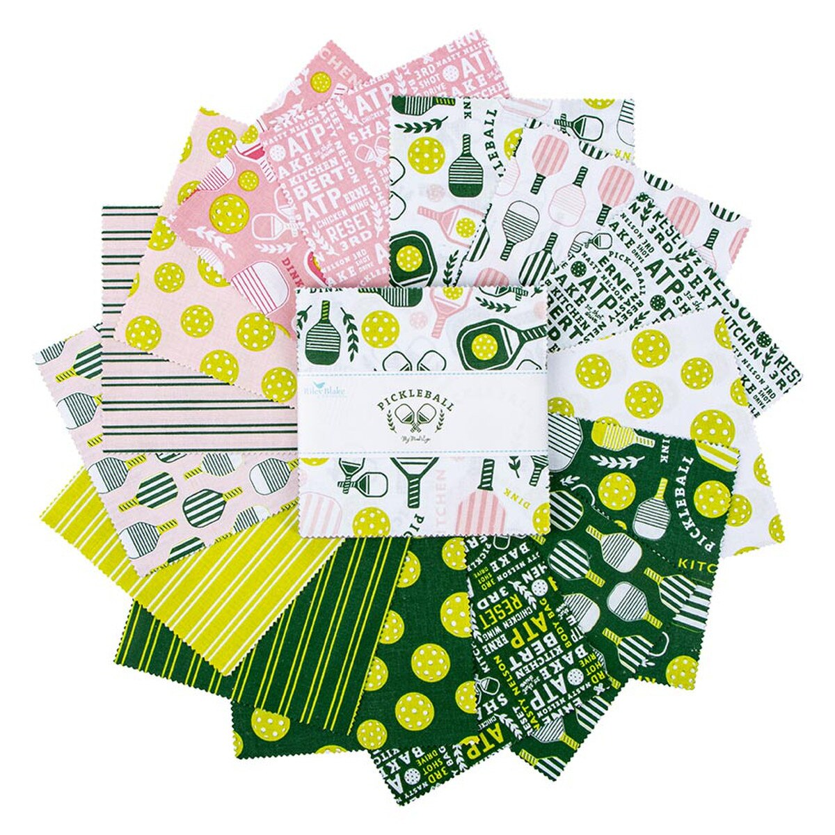 Charm Pack 5x5 Squares - Riley Blake Pickleball 5-inch Stacker - 40 5" Square