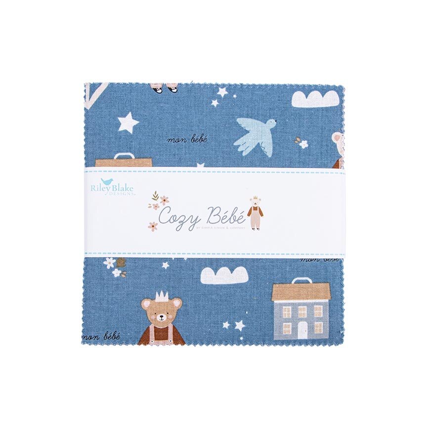 Charm Pack 5x5 Squares - Riley Blake Cozy Bébé 5-inch Stacker - 40 5" Squares