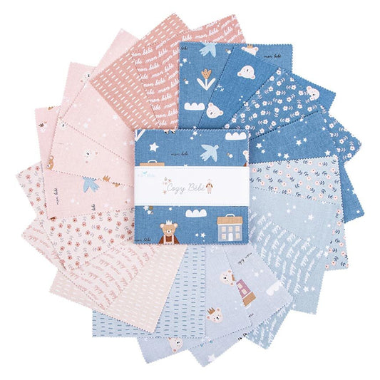 Charm Pack 5x5 Squares - Riley Blake Cozy Bébé 5-inch Stacker - 40 5" Squares