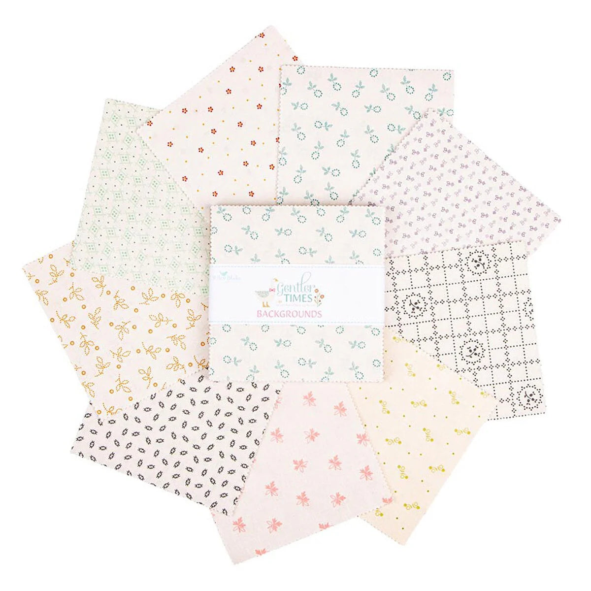 Charm Pack 5x5 Squares - Riley Blake Gentler Times Backgrounds 5-inch Stacker - 40 5" Square
