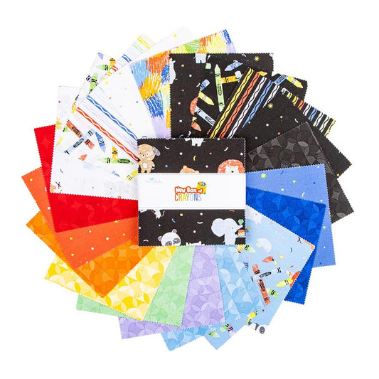 Charm Pack 5x5 Squares - Riley Blake New Box Of Crayons 5-inch Stacker - 40 5" Squares