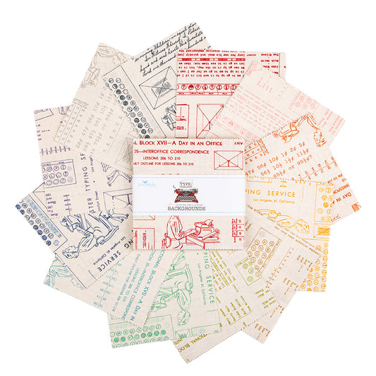 Charm Pack 5x5 Squares - Riley Blake TYPE/ography B (Neutrals) 5-inch Stacker - 40 5" Squares