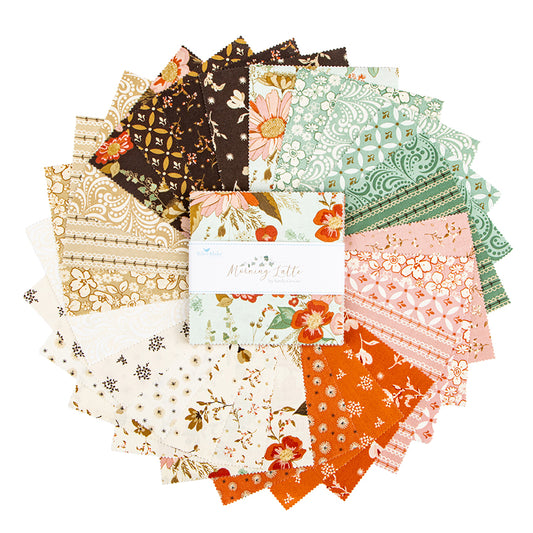 Charm Pack 5x5 Squares - Riley Blake Morning Latte 5-inch Stacker - 40 5" Squares