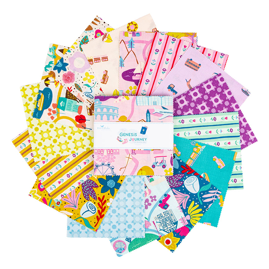 Charm Pack 5x5 Squares - Riley Blake The Genesis of a Journey 5-inch Stacker - 40 5" Squares