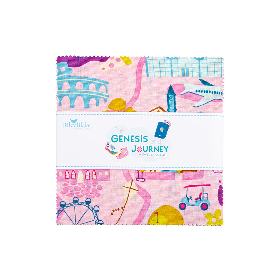 Charm Pack 5x5 Squares - Riley Blake The Genesis of a Journey 5-inch Stacker - 40 5" Squares