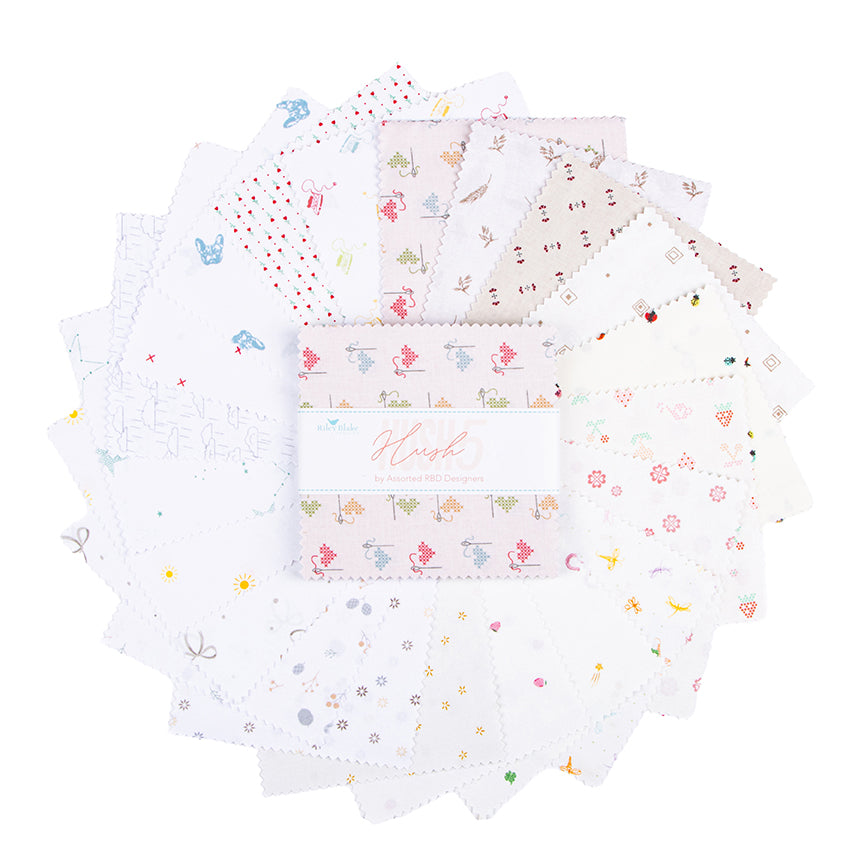 Charm Pack 5x5 Squares - Riley Blake Hush Hush 5 5-inch Stacker - 40 5" Squares
