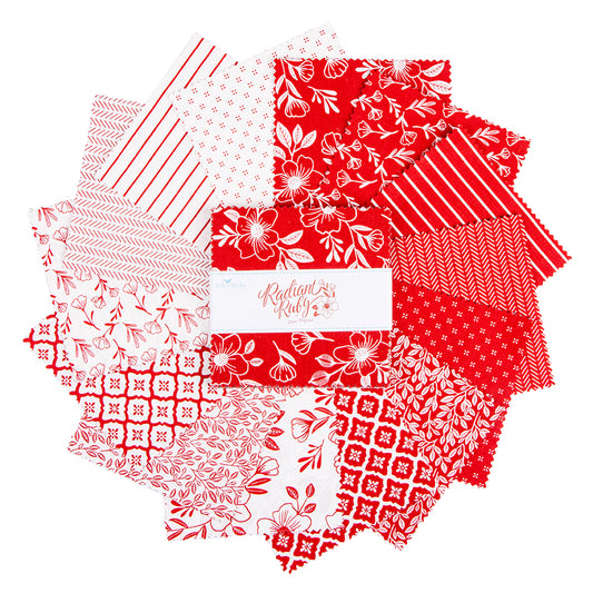 Charm Pack 5x5 Squares - Riley Blake Radiant Ruby 5-inch Stacker - 40 5" Squares