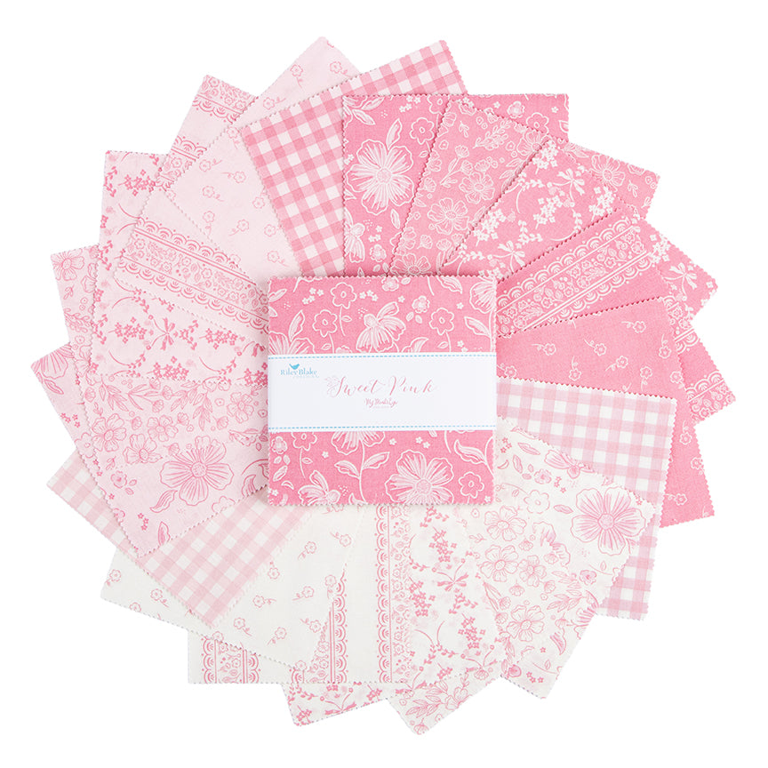 Charm Pack 5x5 Squares - Riley Blake Sweet Pink 5-inch Stacker - 40 5" Squares