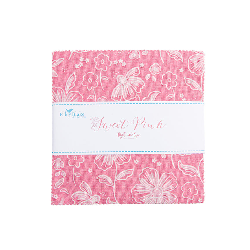 Charm Pack 5x5 Squares - Riley Blake Sweet Pink 5-inch Stacker - 40 5" Squares