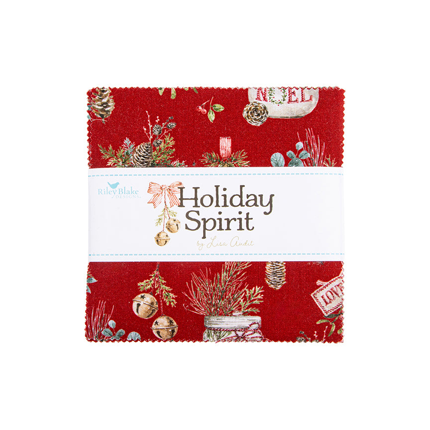 Charm Pack 5x5 Squares - Riley Blake Holiday Spirit 5-inch Stacker - 40 5" Squares