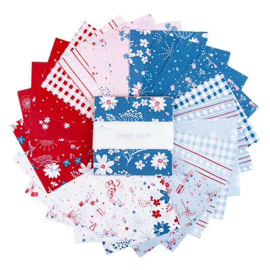Charm Pack 5x5 Squares - Riley Blake Firework Fields 2 5-inch Stacker - 40 5" Squares