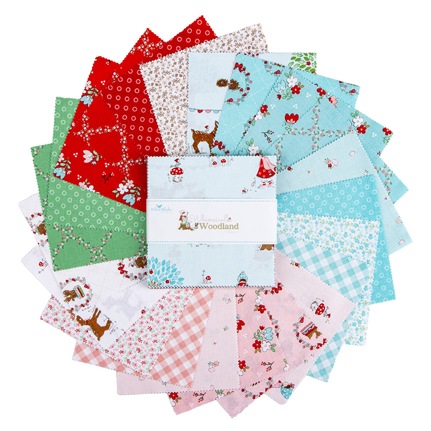 Charm Pack 5x5 Squares - Riley Blake Whimsical Woodland 5-inch Stacker - 40 5" Squares