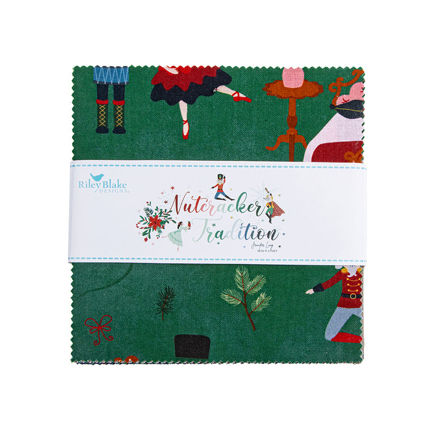 Charm Pack 5x5 Squares - Riley Blake Nutcracker Tradition 5-inch Stacker - 40 5" Squares