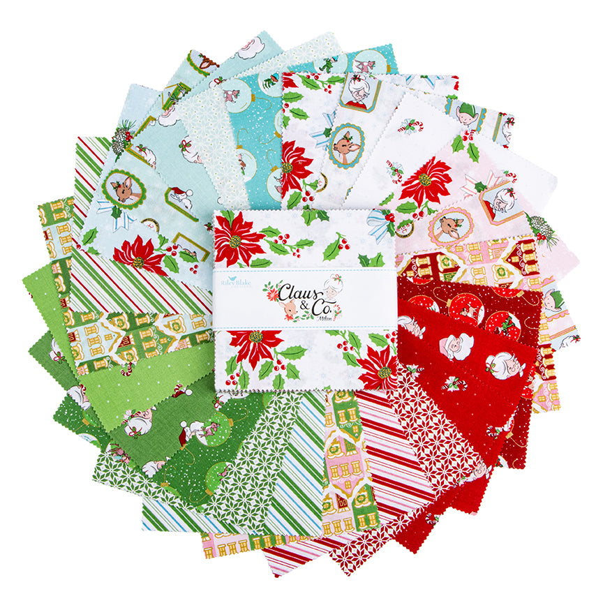Charm Pack 5x5 Squares - Riley Blake Claus & Co. 5-inch Stacker - 40 5" Squares