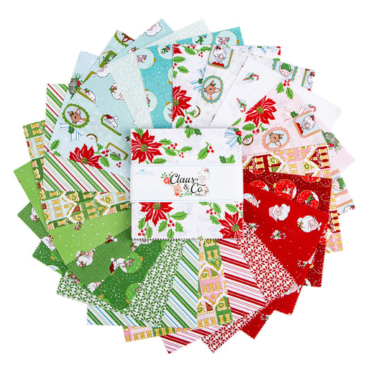 Charm Pack 5x5 Squares - Riley Blake Claus & Co. 5-inch Stacker - 40 5" Squares