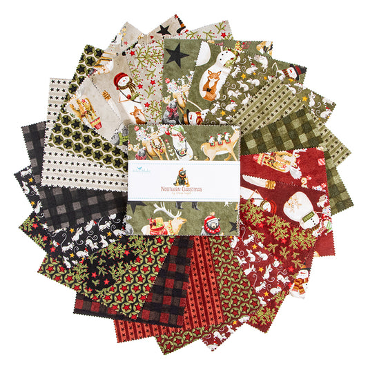 Charm Pack 5x5 Squares - Riley Blake Northern Christmas 5-inch Stacker - 40 5" Squares