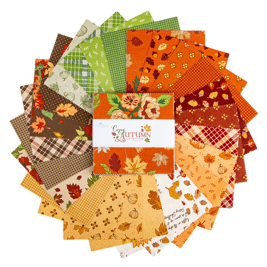 Charm Pack 5x5 Squares - Riley Blake Cozy Autumn 5-inch Stacker - 40 5" Squares