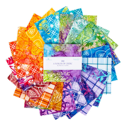 Charm Pack 5x5 Squares - Riley Blake A Touch Of Celtic Expressions Batiks 5-inch Stacker - 40 5" Squares