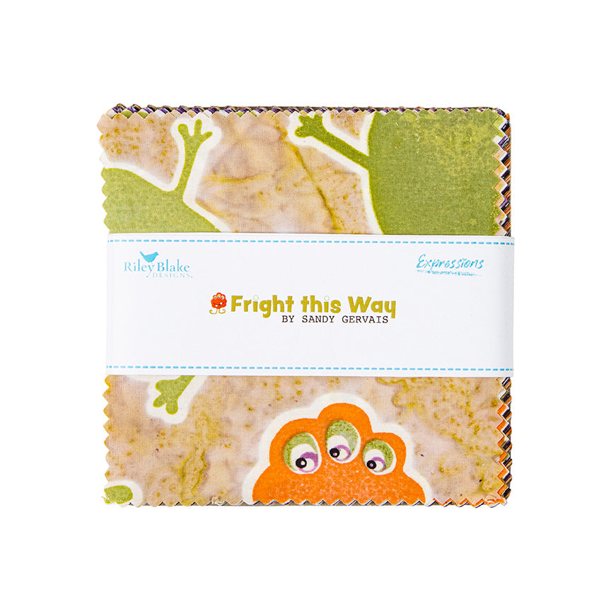 Charm Pack 5x5 Squares - Riley Blake Fright This Way Batik 5-inch Stacker - 40 5" Squares